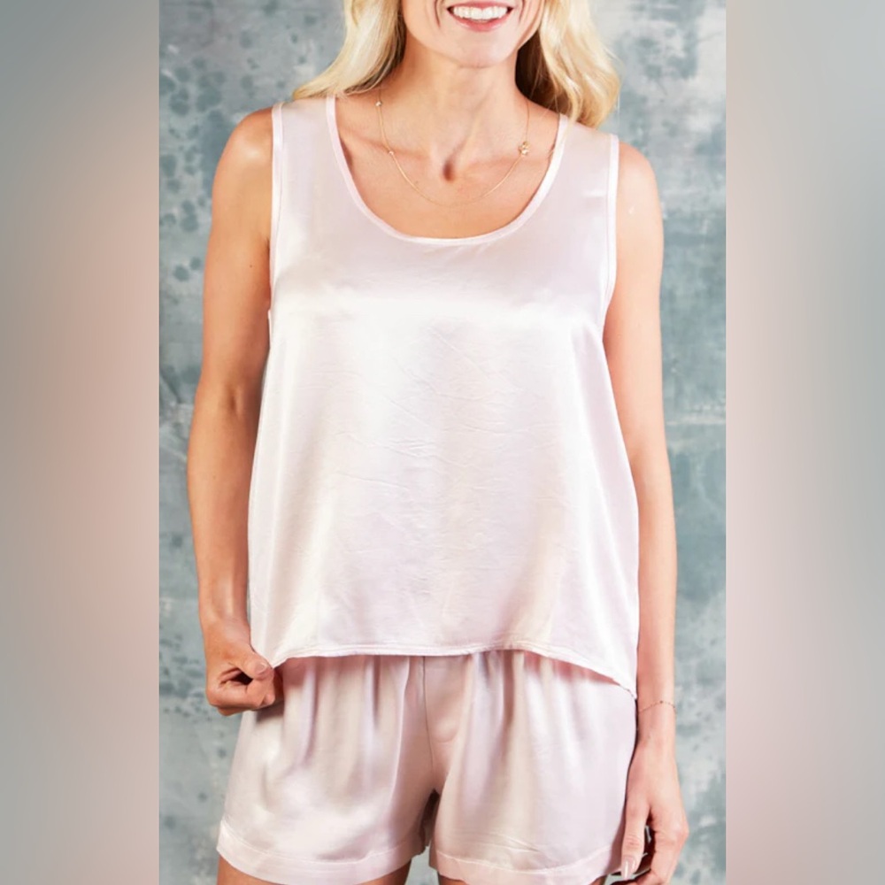 NWT PJ Harlow Marta Satin Tank Blush